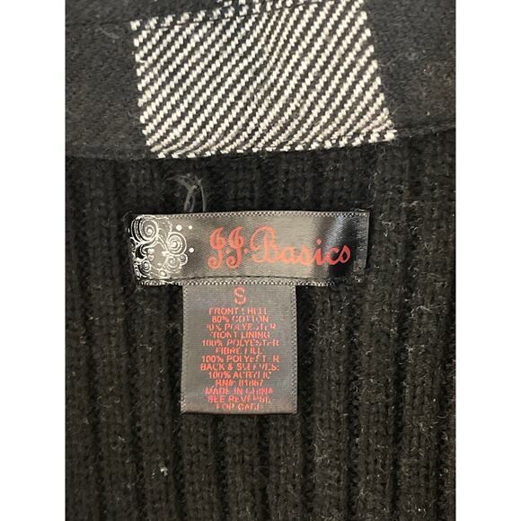 JJ Basics Black and White Checkered Button Up Jacket Size Small - Picture 3 of 7